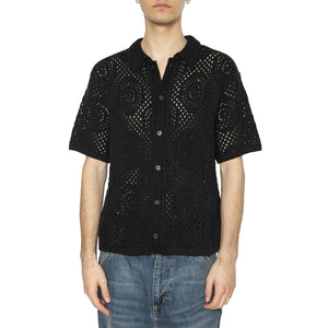 Sweater Camp Shirt Pointelle Crochet Jet - Camicia Maniche Corte Uomo Nera 0013G-0002 . LEVIS 
