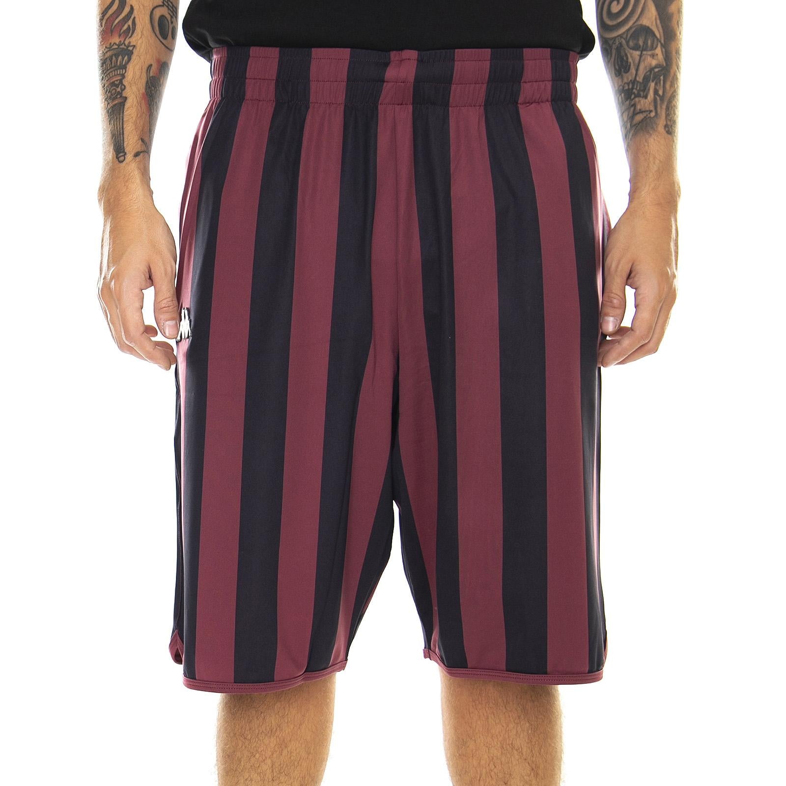 Authentic Stripes Shorts - Red Amaranto / Dark Grey - Bermuda Uomo Bordeaux / Grigi 303PP80-C00A  KAPPA 
