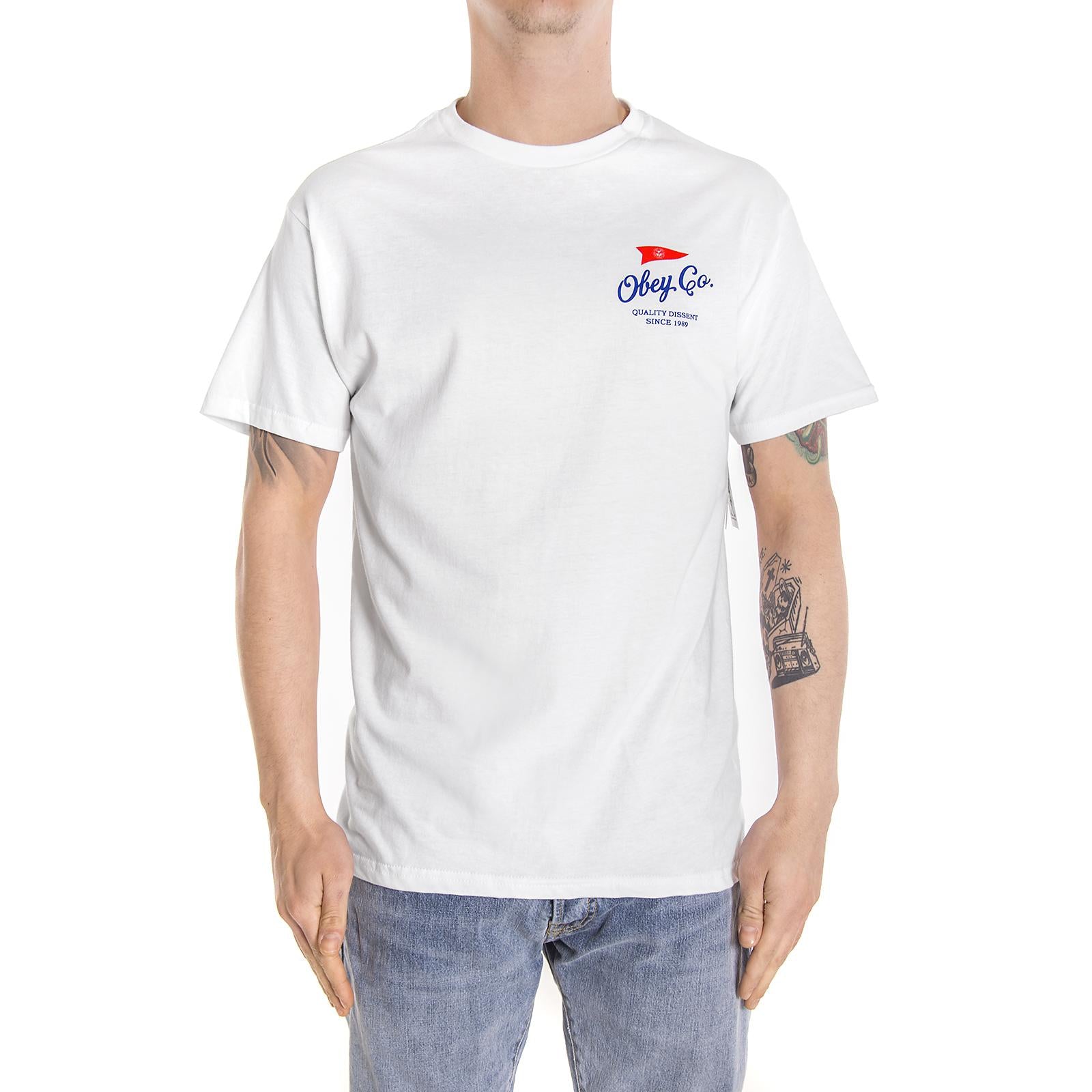 OBEY NAUTICAL FLAG PREMIUM S/S TEE WHITE 165361357-WHT  OBEY 