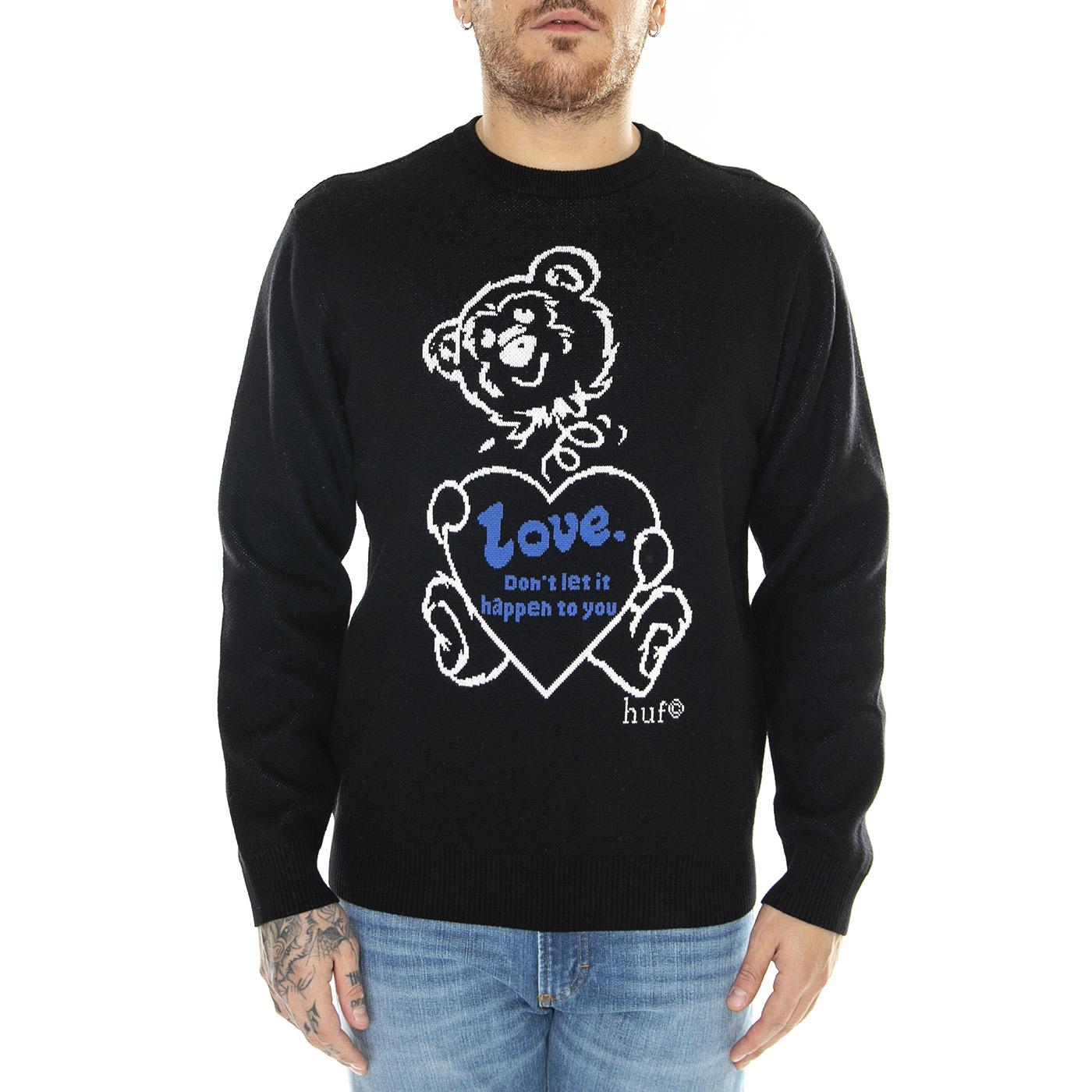 Bad News Crewneck Sweater Black - Maglione Girocollo Uomo Nero KN00463-BLACK  HUF 