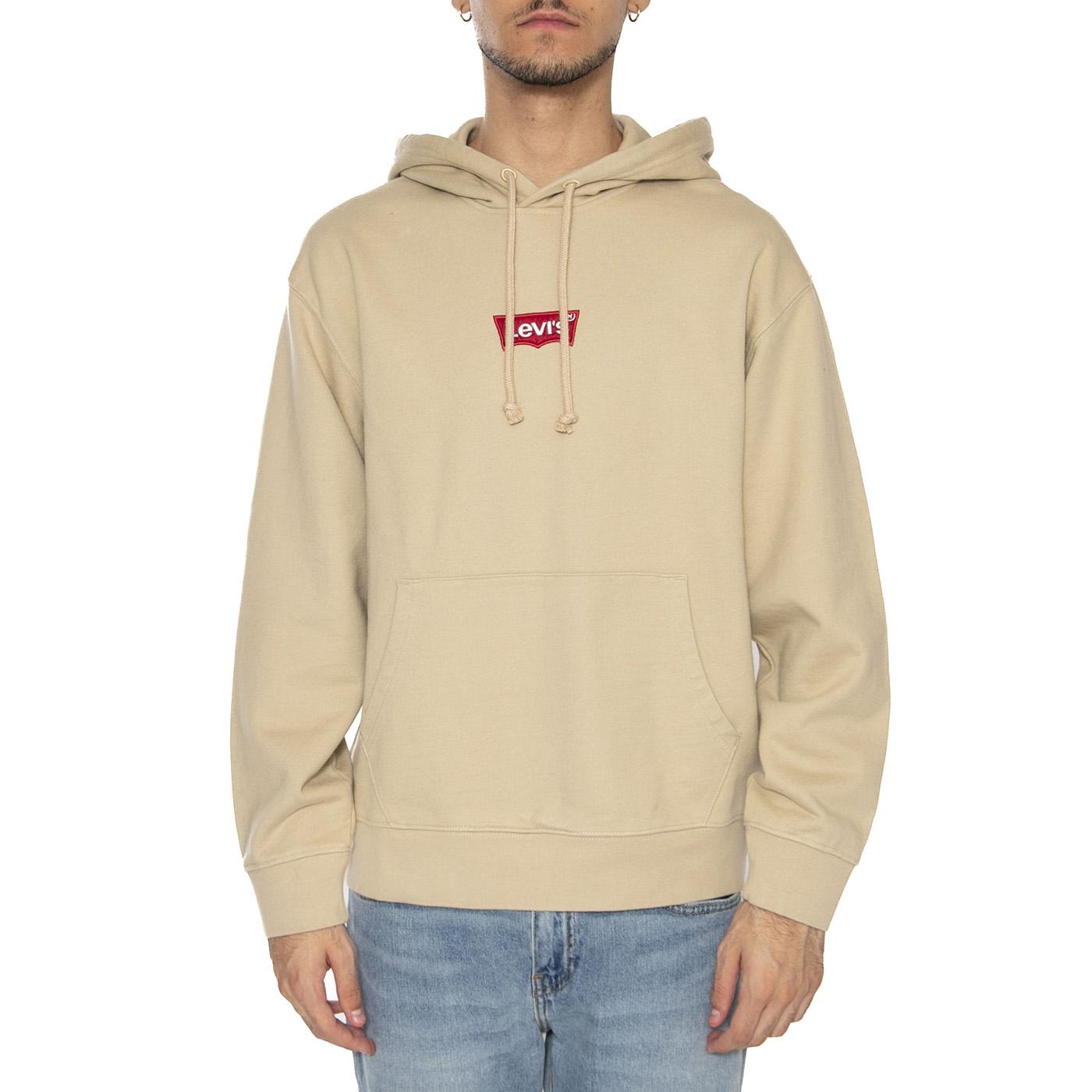 Relaxed Graphic PO Badge Batwing White P Neutral - Felpa con Cappuccio Uomo Beige 38479-0423 . LEVIS 