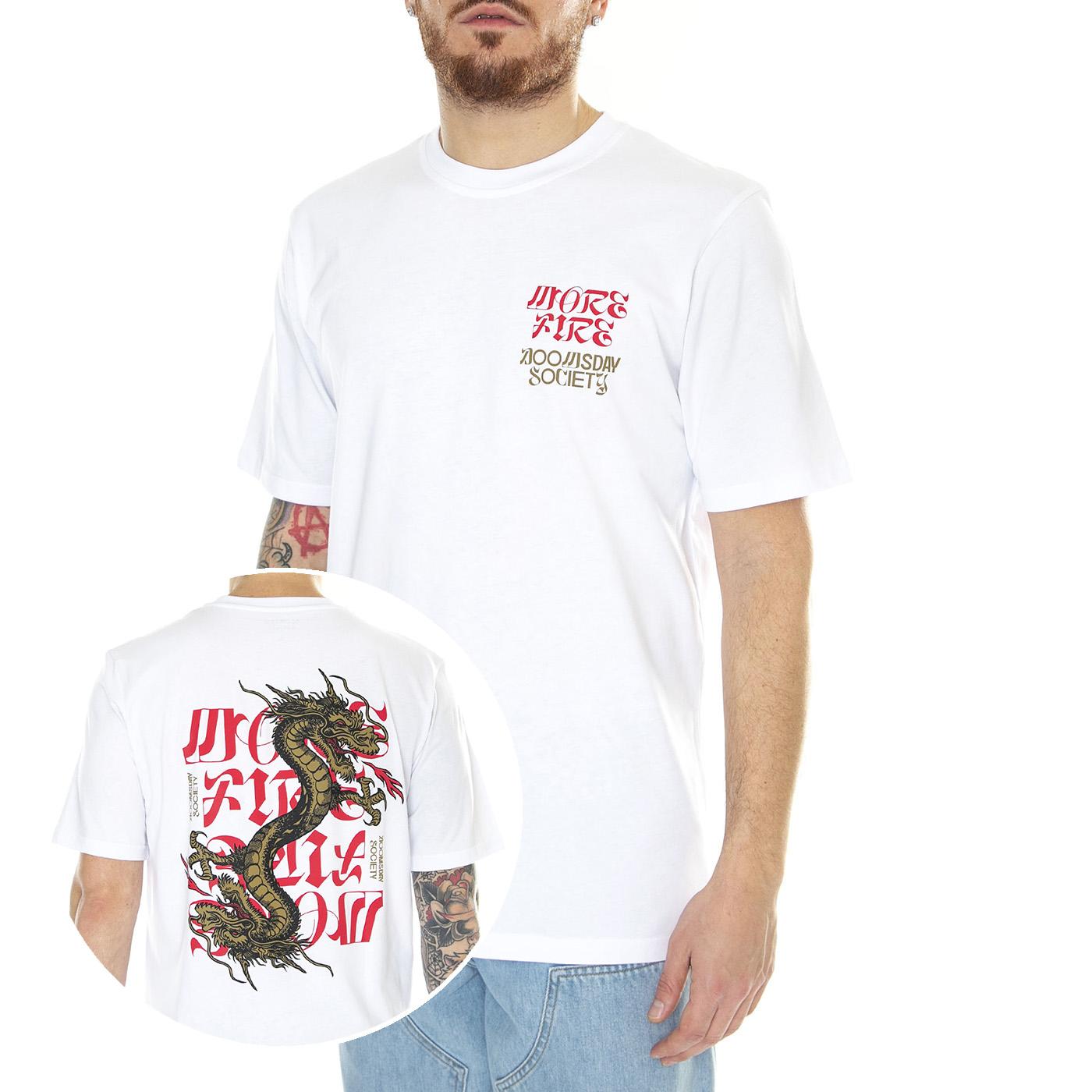 More Fire T-Shirt White - Maglietta Girocollo Uomo Bianca TSH0391WHT  DOOMSDAY 