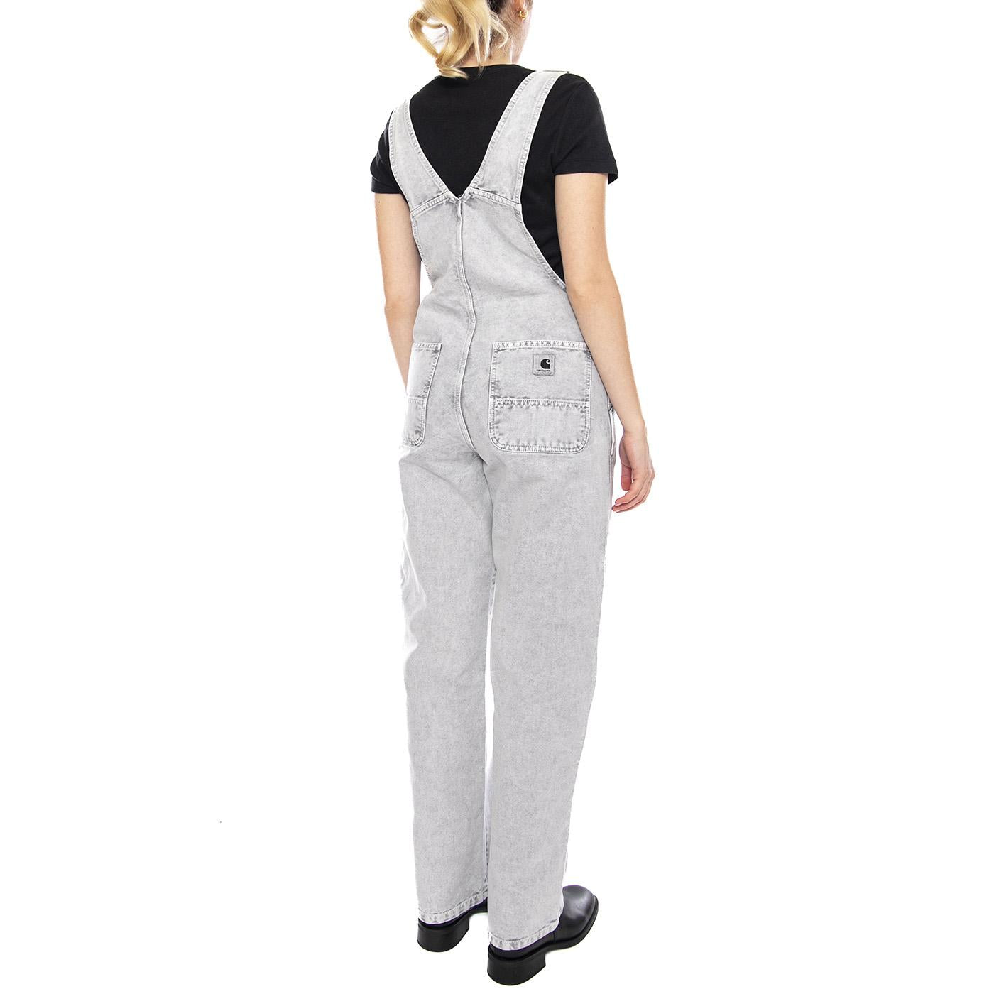 W' Bib Overall Straight - Salopette Donna Denim Jeans Blu Black / Chalk Wash I035572-895F . CARHARTT WIP 