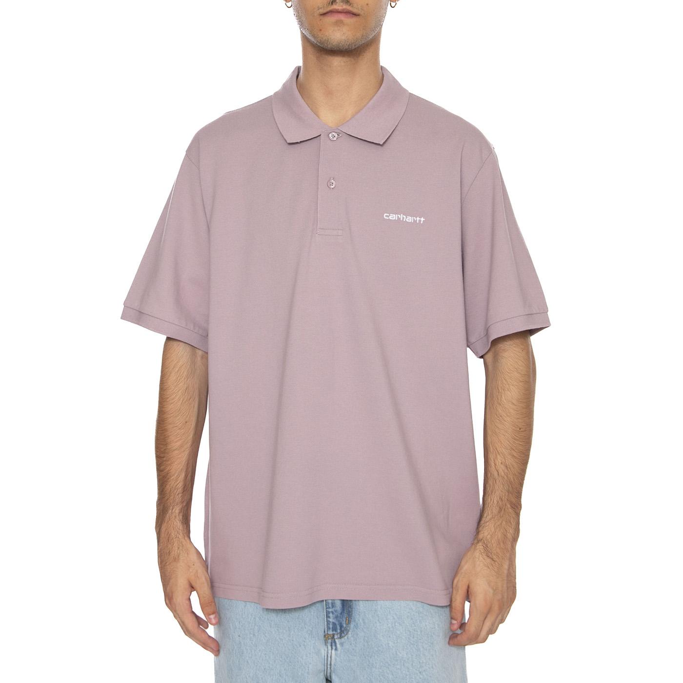 S/S Carhartt Script Polo Pink Fog / White - Polo Uomo Viola I035231.31MXX . CARHARTT WIP 
