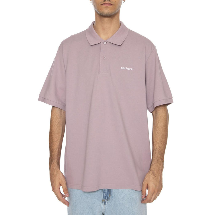 S/S Carhartt Script Polo Pink Fog / White - Polo Uomo Viola I035231.31MXX . CARHARTT WIP 