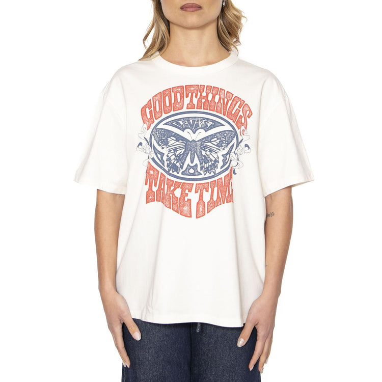 Gr Rabor Tee Good Things Take Time Egret - Maglietta Girocollo Donna Bianca 001MX-0000 . LEVIS 