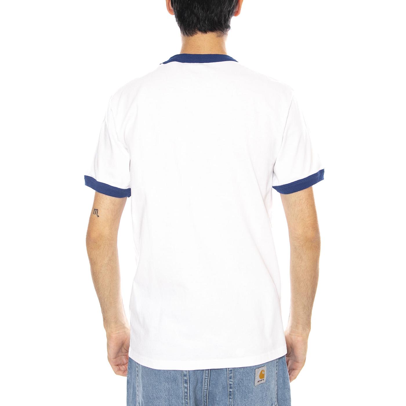 S/S Connection Script Ringer T-S White / Wolfsbane - Maglietta  Girocollo Uomo Bianca I035429.3DL4G  CARHARTT WIP 