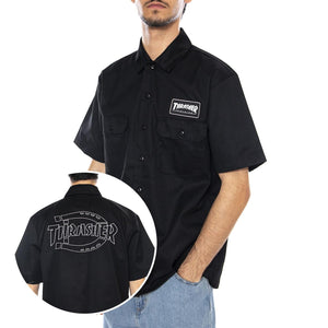 THRASHER X DICKIES Work Shirt Black - Camicia Maniche Corte Uomo Nera DK0A88HTBLK1 . DICKIES 