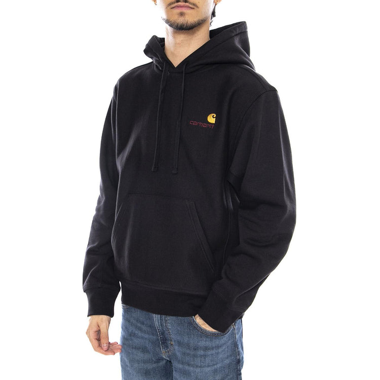 Hooded American Script Sweat Black - Felpa con Cappuccio Uomo Nera I028279.89XX . CARHARTT WIP 