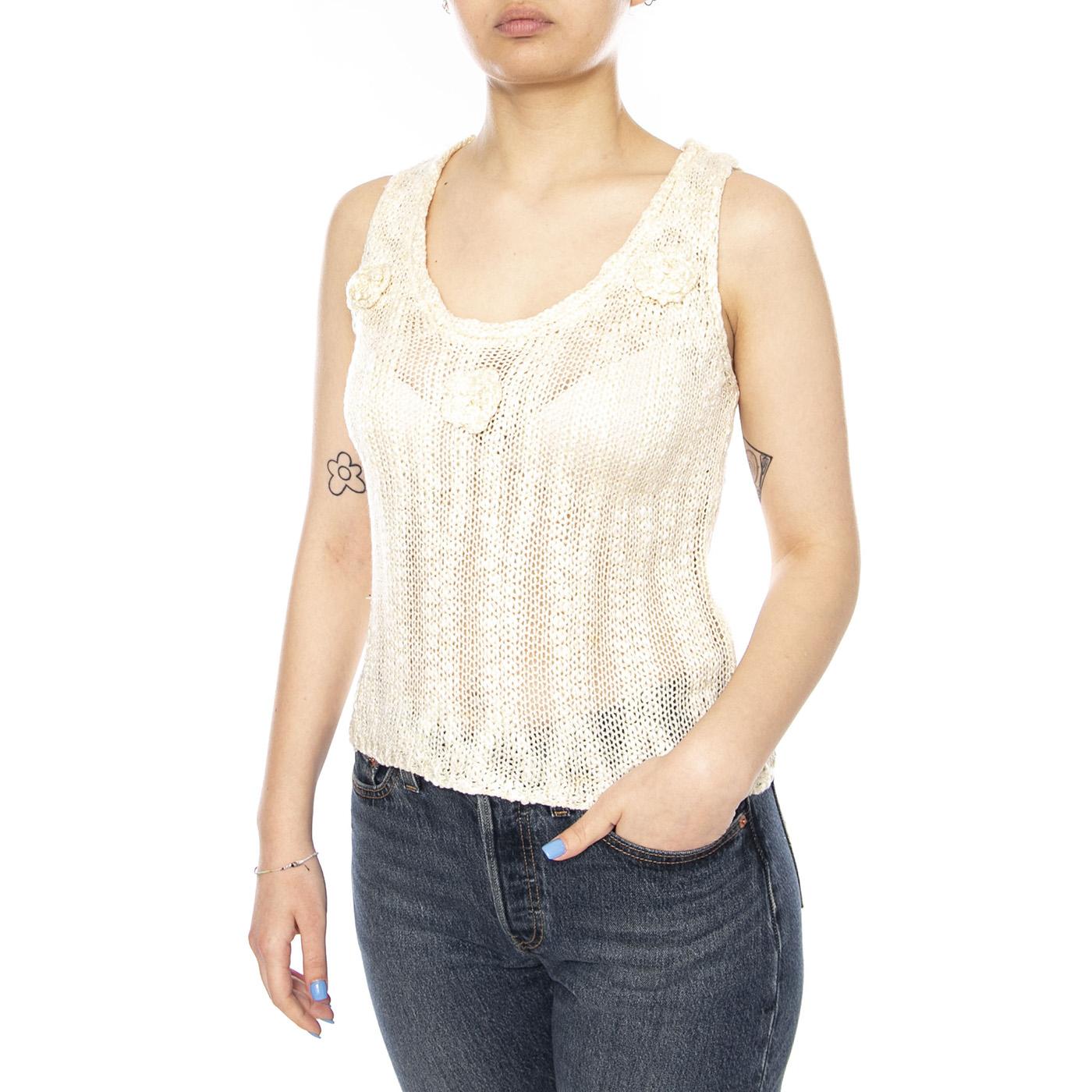 TOP PUNTO CALADO BEIGE - Canotta Donna Beige 61W/10702 BIG WILD PONY 