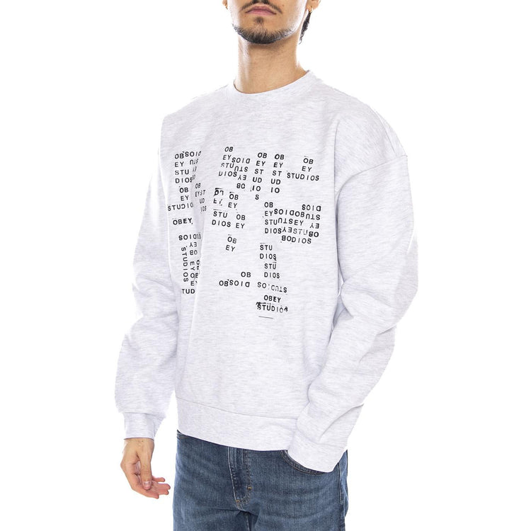 Studios Stamp Extra Heavy Crew Fleece Light Grey - Felpa Girocollo Uomo Grigia 112480253 AGRY OBEY 
