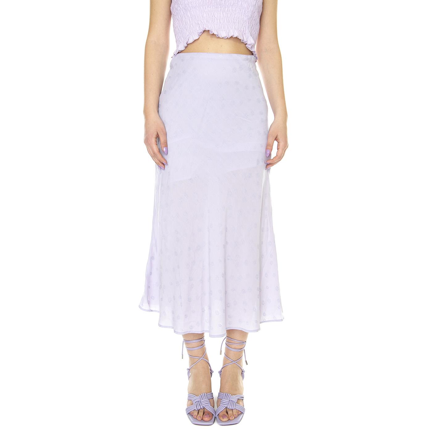 W' Falda Midi Fluida de Jacquard con Flores Lila - Gonna Viola 31W/11244  WILD PONY 