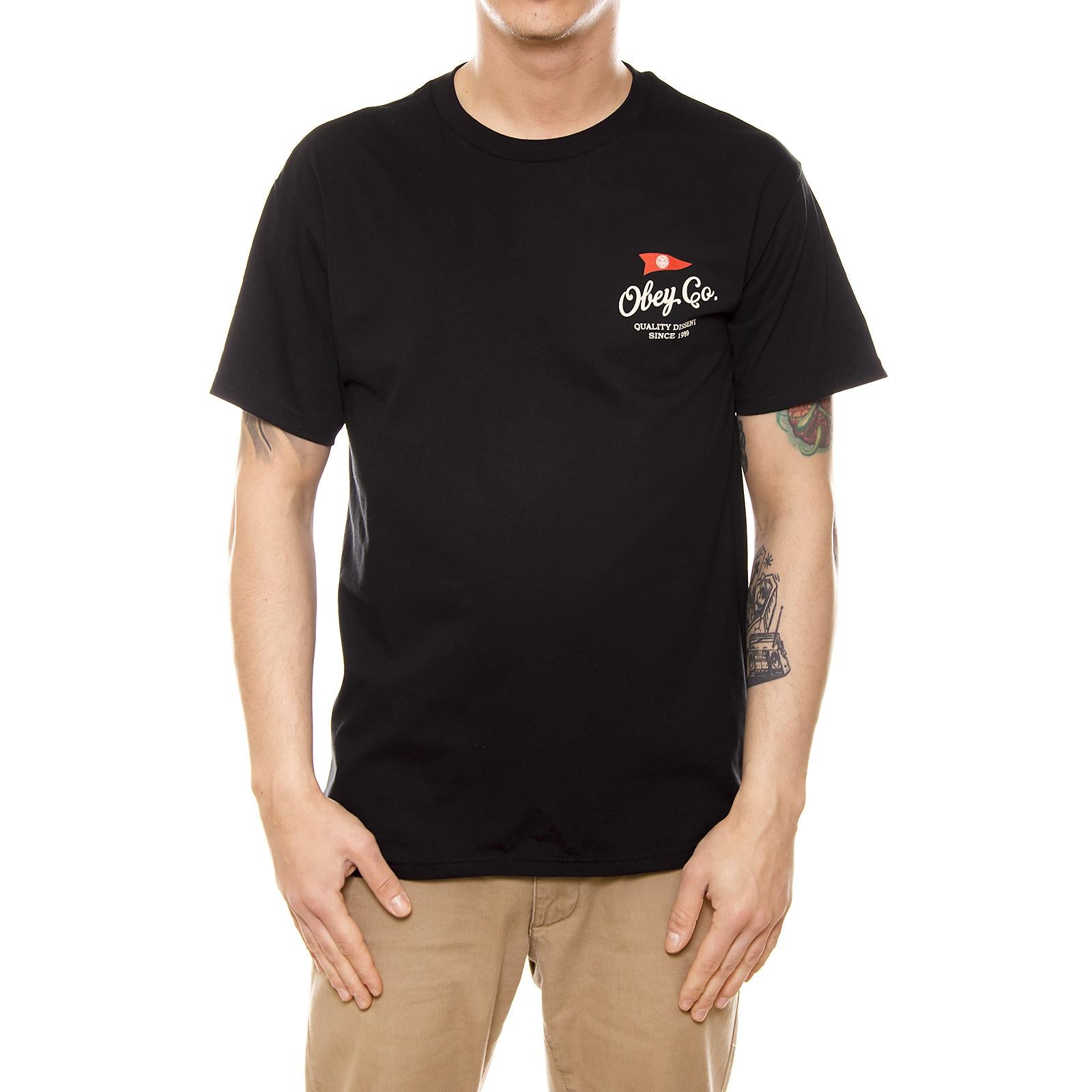 OBEY NAUTICAL FLAG PREMIUM S/S TEE BLACK 165361357-BLK  OBEY 