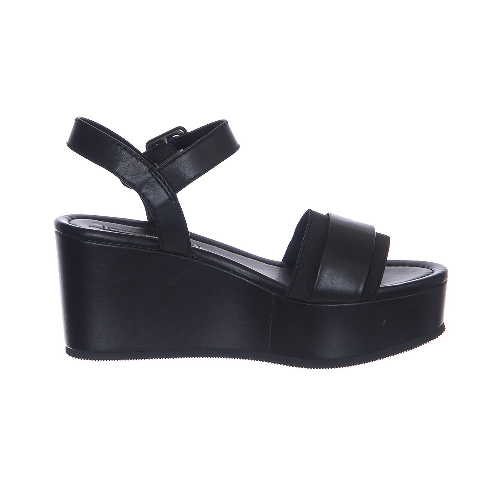 Joni Sandals - Black - Sandali con Zeppa Donna Neri WSSJONI-BLK  WINDSOR SMITH 