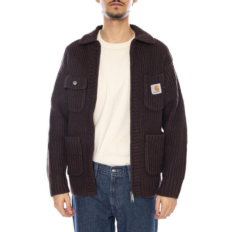 Chore Knit Jacket Palisander - Cardigan in Maglia Uomo Marrone I035399.33HXX . CARHARTT WIP 