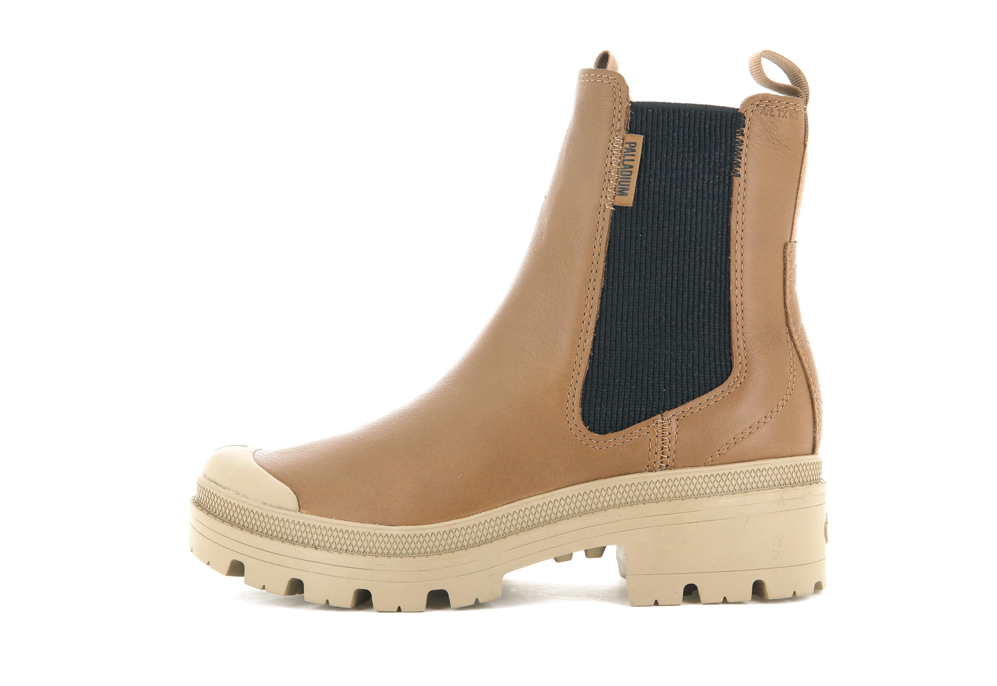 Pallabase Chelsea Leather Dear Brown - Scarpe Stringate Profilo Alto Donna Marroni PAS97970-252-M  PALLADIUM 