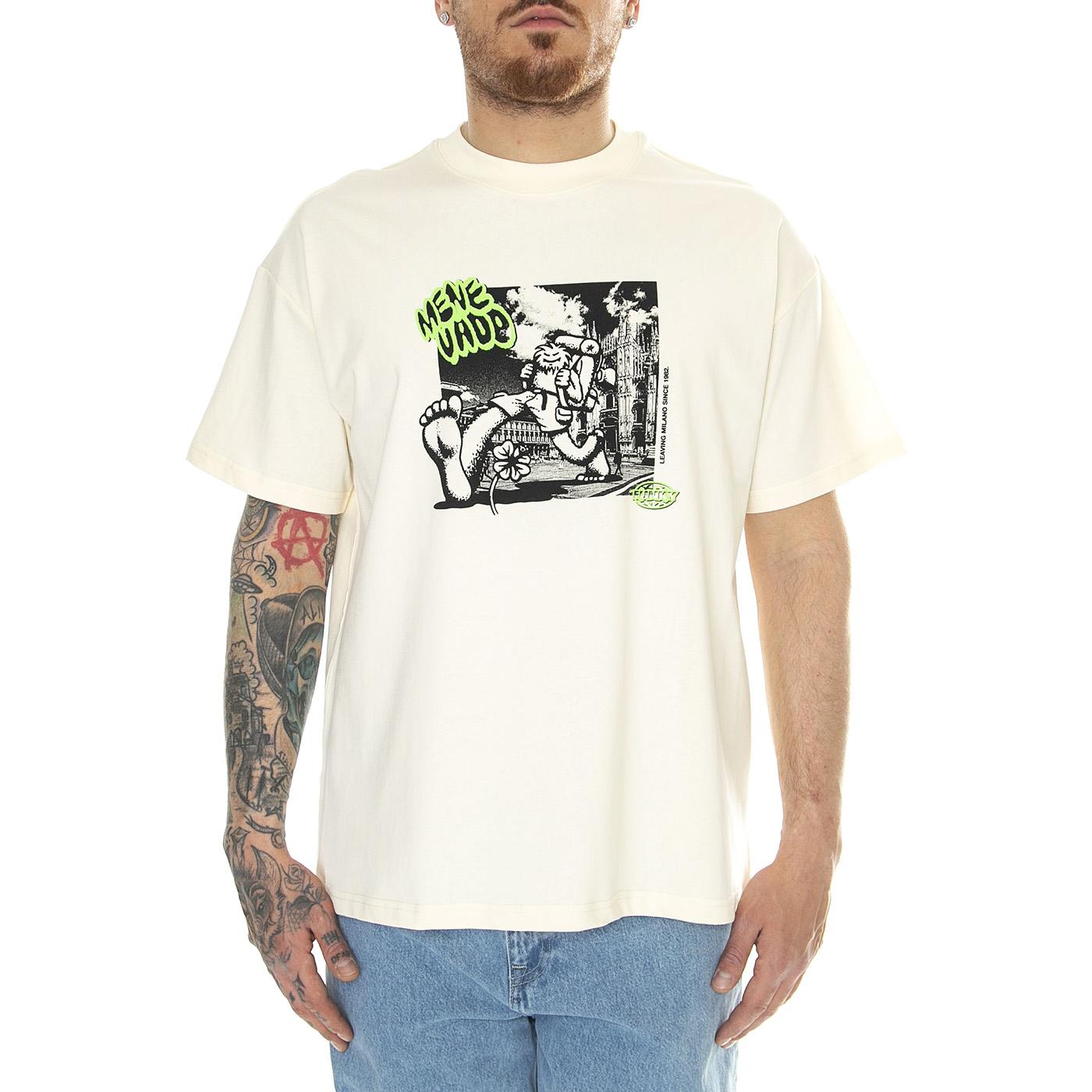 Leave-Mi Tee Off White - Maglietta Girocollo Uomo Beige FNKSS24-20312  FUNKY 