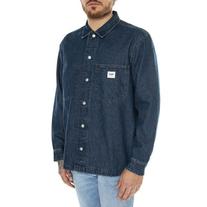 Loose Workwear Overshirt Mid Denim Blue - Camicia Denim Jeans Uomo Blu 112349344  LEE 