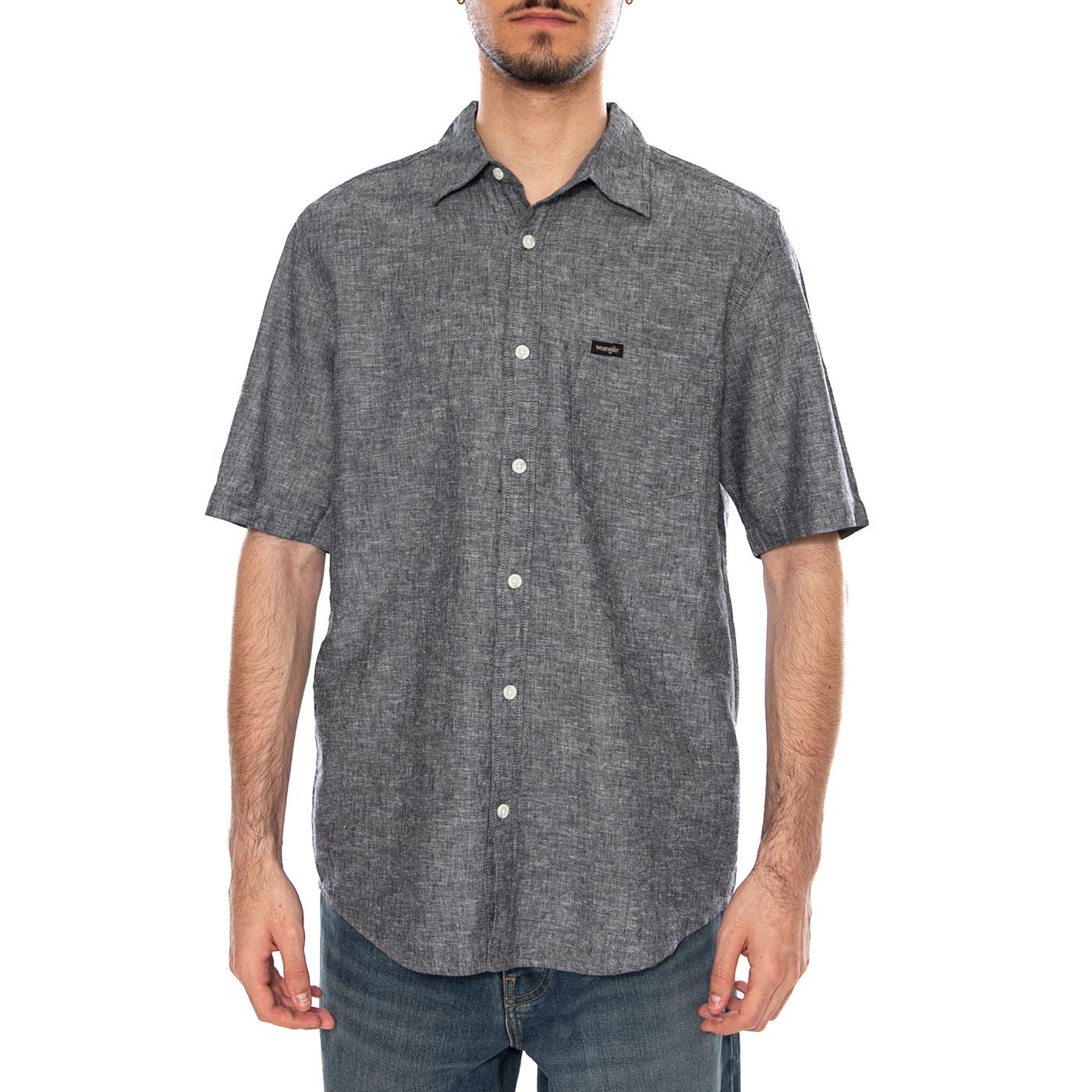 SS 1 PKT SHIRT DARK NAVY - Camicia Maniche Corte Uomo Blu Scuro 112378044 BL WRANGLER 