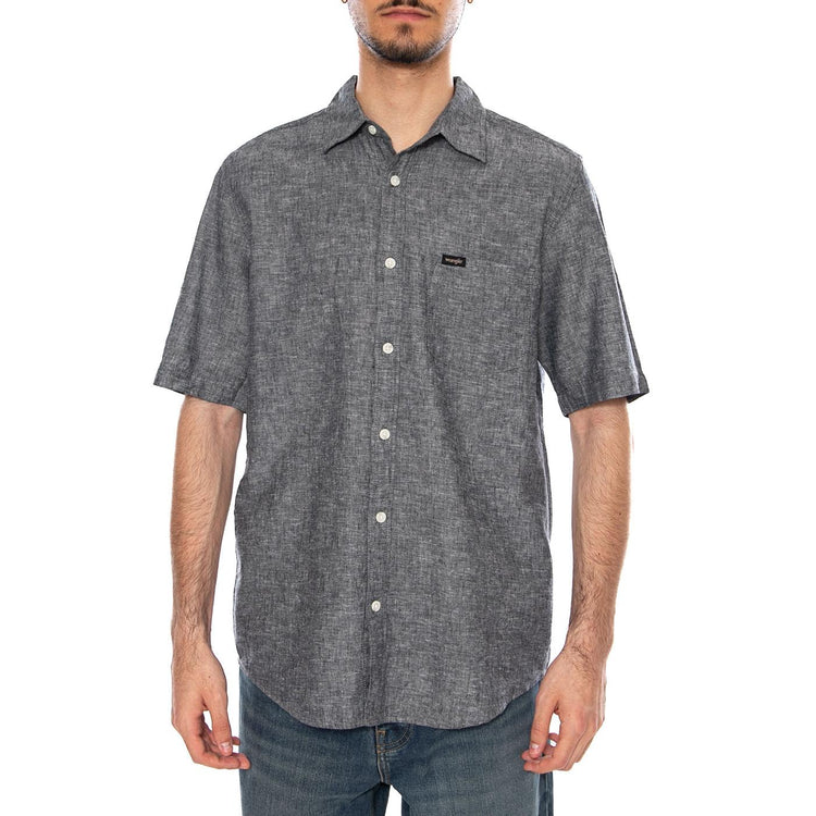 SS 1 PKT SHIRT DARK NAVY - Camicia Maniche Corte Uomo Blu Scuro 112378044 BL WRANGLER 