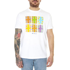 Painted Jacks Print Tee White - Maglietta Girocollo Uomo Bianca 67131-010  BEN SHERMAN 