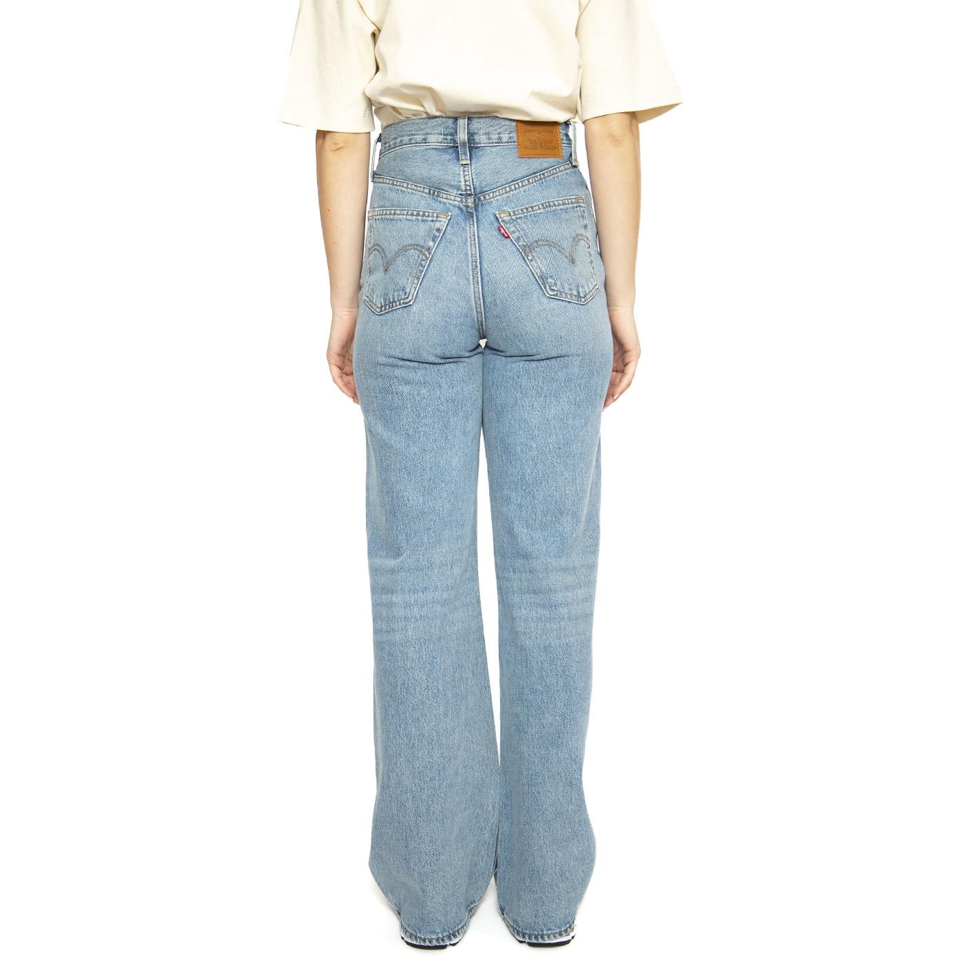 Ribcage Wide Leg H223 Light Indigo Worn In - Pantaloni Denim Jeans Donna Blu A6081-0002  LEVIS 