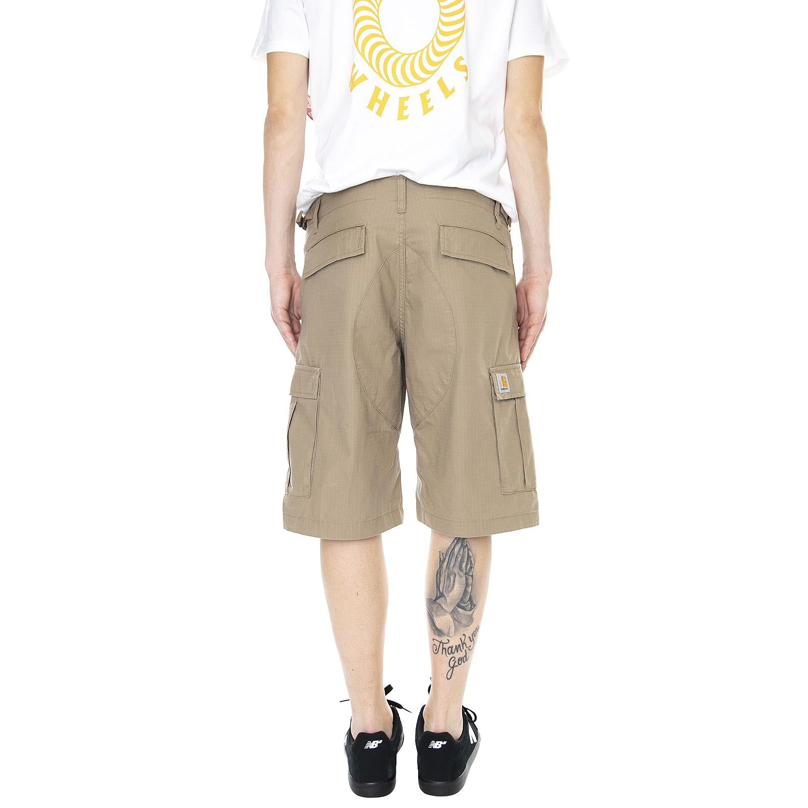 Mens Aviation Shorts - Leather Brown Rinsed - Bermuda Cargo Uomo Marroni I028245.8Y.02.00  CARHARTT WIP 