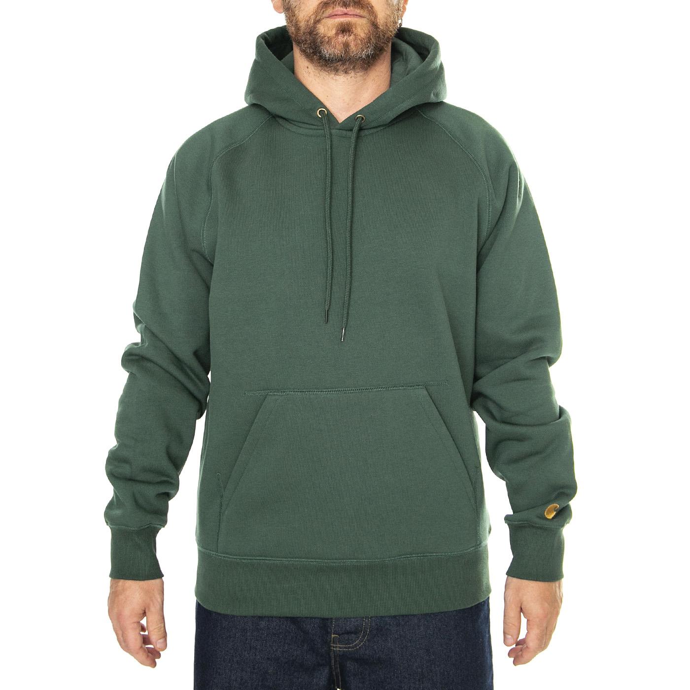 Hooded Chase Sweat Grey Heather / Gold - Felpa con Cappuccio Uomo Grigia I033661.2CXXX  CARHARTT WIP 
