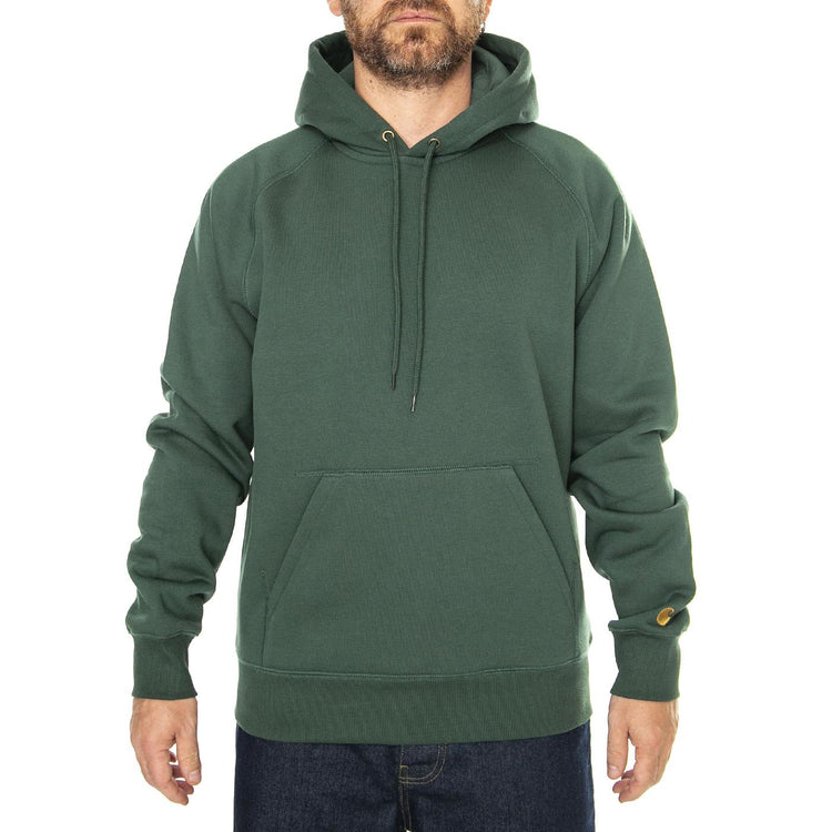 Hooded Chase Sweat Grey Heather / Gold - Felpa con Cappuccio Uomo Grigia I033661.2CXXX  CARHARTT WIP 