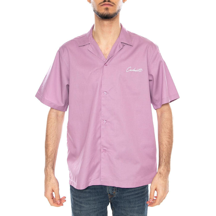 S/S Delray Shirt Gentle Purple / White - Camicia Maniche Corte Uomo Viola I031465 3N7XX CARHARTT WIP 