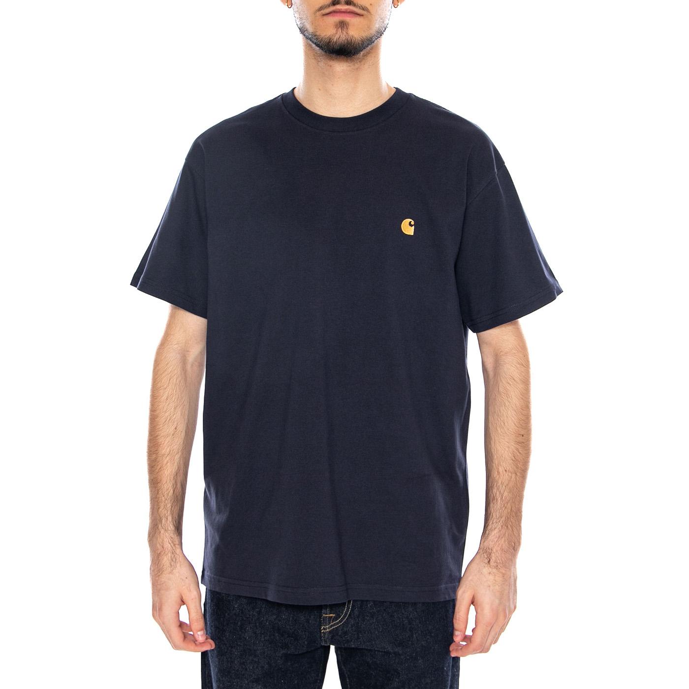 S/S Chase T-Shirt Dark Navy / Gold - Maglietta Girocollo Uomo Blu I026391 00HXX CARHARTT WIP 