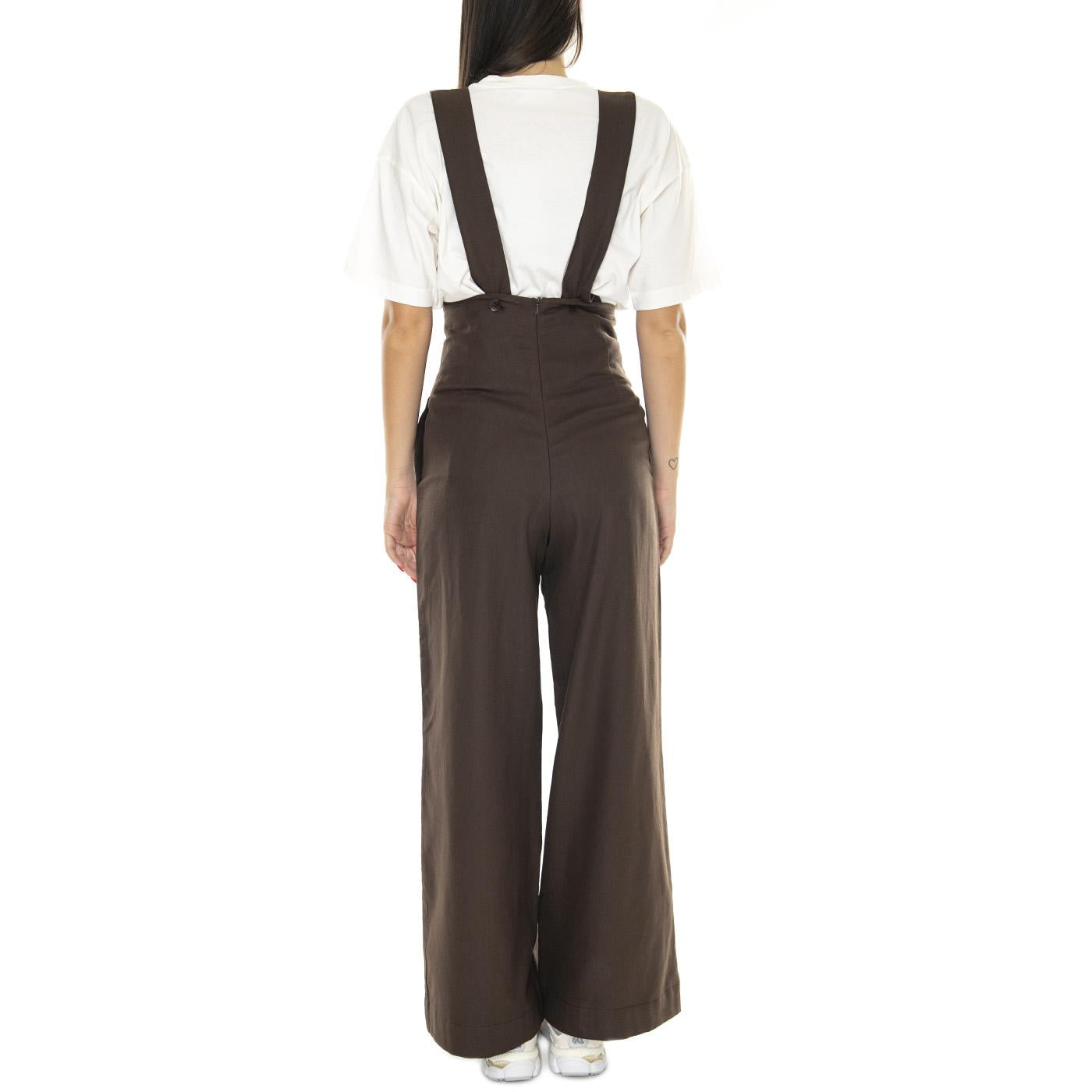 Dark Brown Pia Jumnpsuit - Tuta Donna Marrone WJS00086  THINKING 