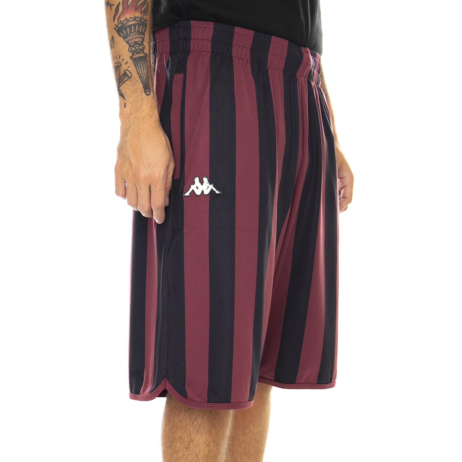 Authentic Stripes Shorts - Red Amaranto / Dark Grey - Bermuda Uomo Bordeaux / Grigi 303PP80-C00A  KAPPA 