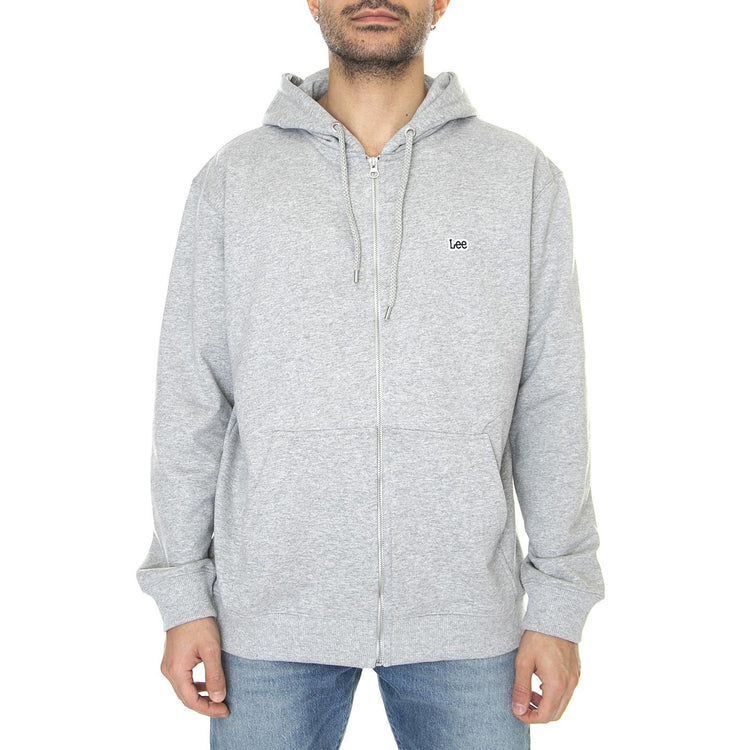 Basic Zip Through Ho Grey Melange - Felpa con Cappuccio e Zip Uomo Grigia L80KSPMP  LEE 