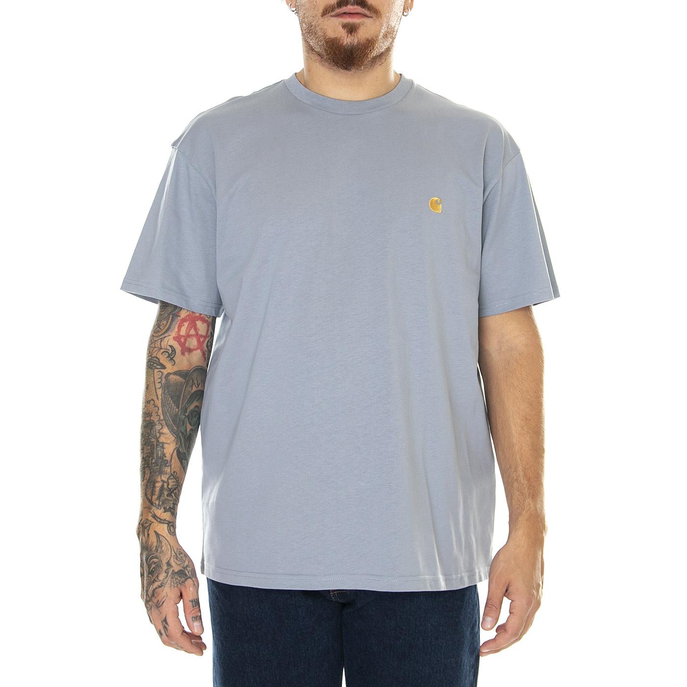 S/S Chase T-Shirt Mirror / Gold - Maglietta Girocollo Uomo Grigia I026391.1R2XX  CARHARTT WIP 