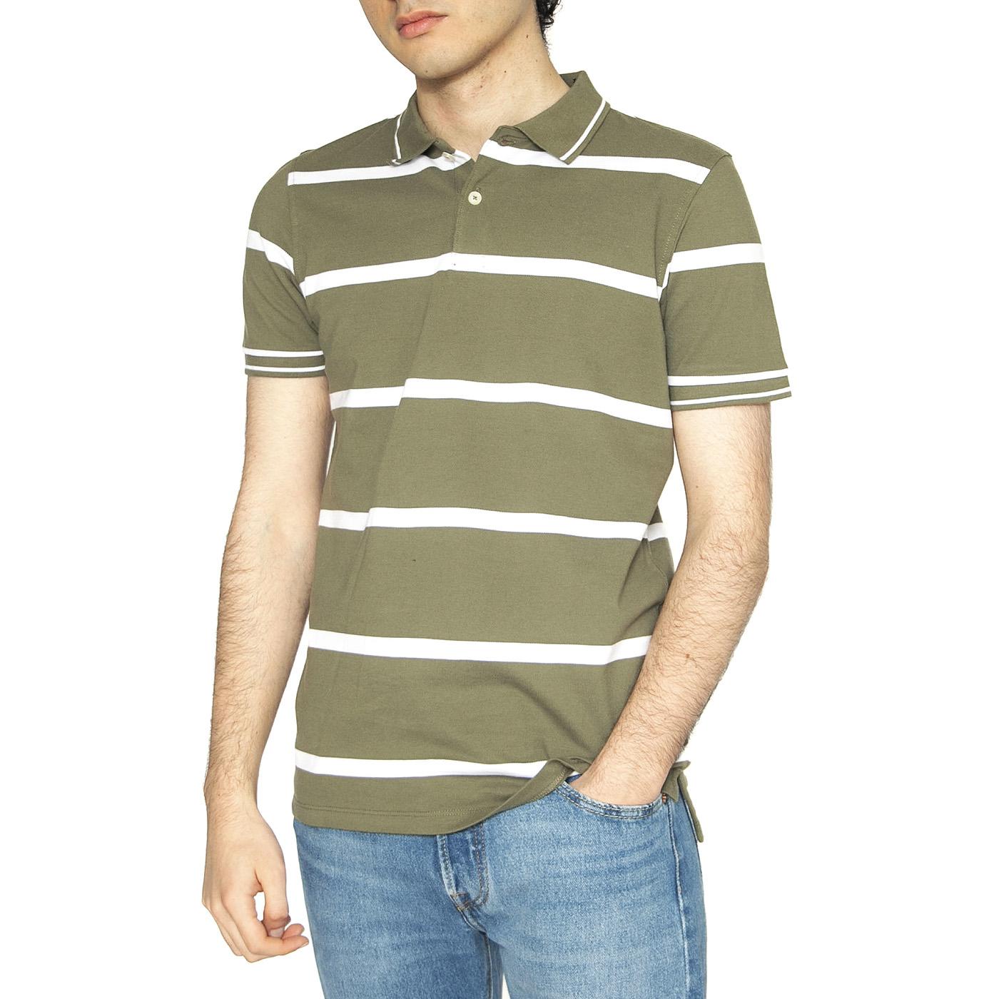 Piquet Polo Mercantile Green Stripe - Polo Uomo Verde 112363858  LEE 