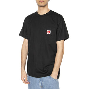 S/S Pocket Heart T-Shirt Black / Red - Maglietta Girocollo Uomo Nera I032128.1V2XX . CARHARTT WIP 