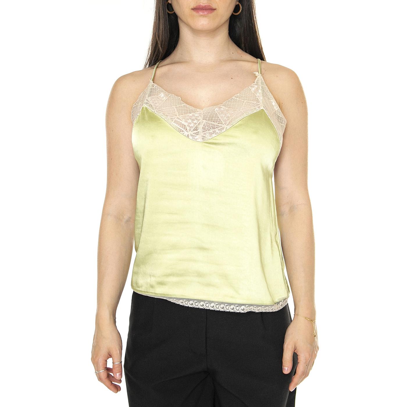 Top lencero satinado verde - Top Donna Verde 41W/11215  WILD PONY 