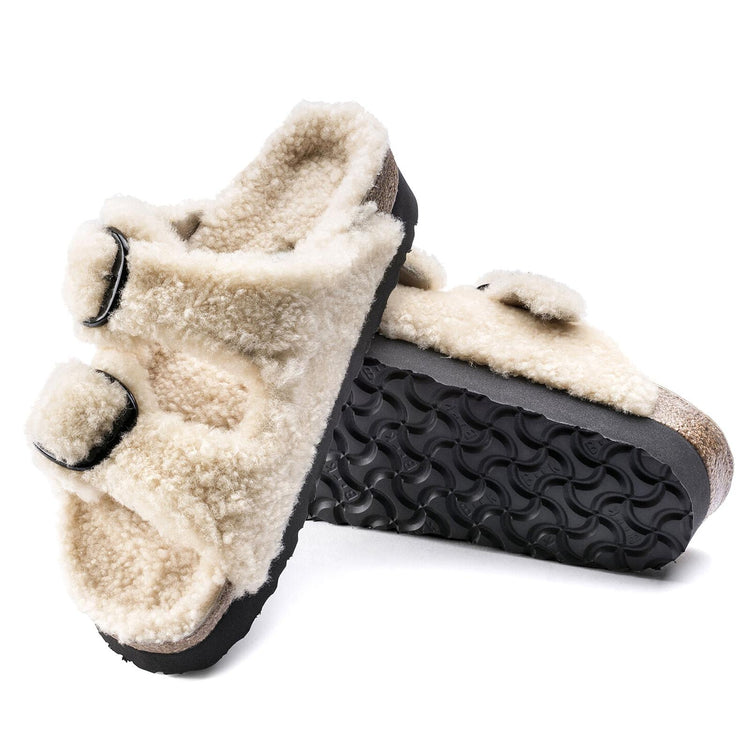 Arizona Shearling Big Buckle - Teddy Eggshell - Sandali Donna Beige 1017642  BIRKENSTOCK 