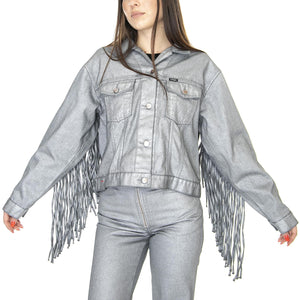 Souvenir Fringe Jacket Silver Relic - Giacca Estiva Donna Argento W4T144M3  WRANGLER 