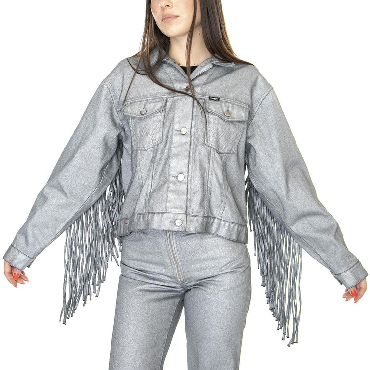 Souvenir Fringe Jacket Silver Relic - Giacca Estiva Donna Argento W4T144M3  WRANGLER 
