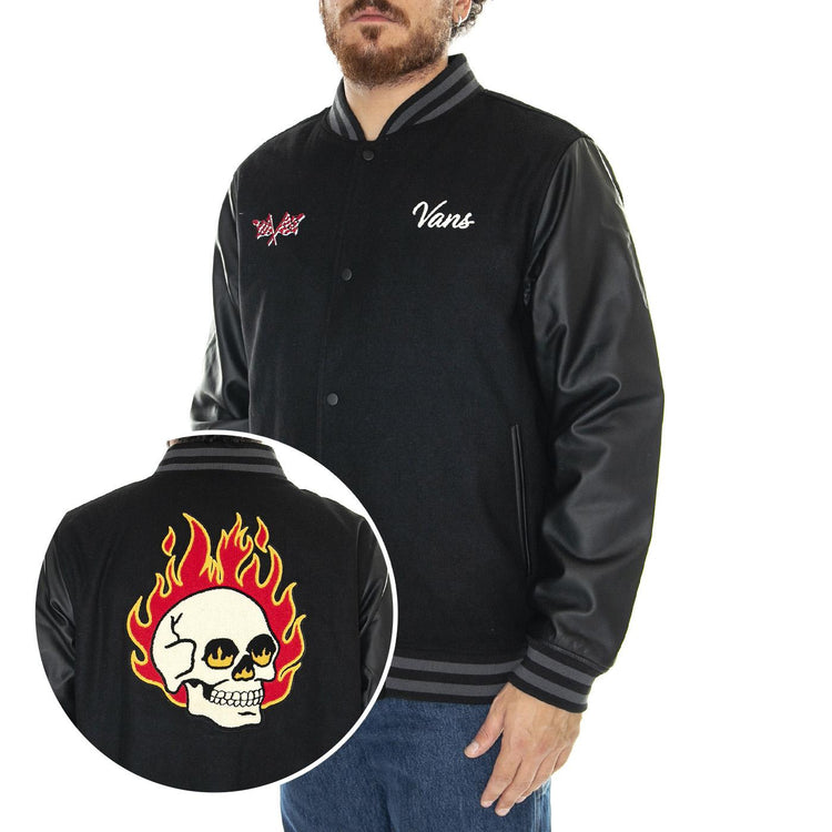 Stevens Varsity Jacket Black - Giacca Uomo Nera VN0008G4BLK1  VANS 