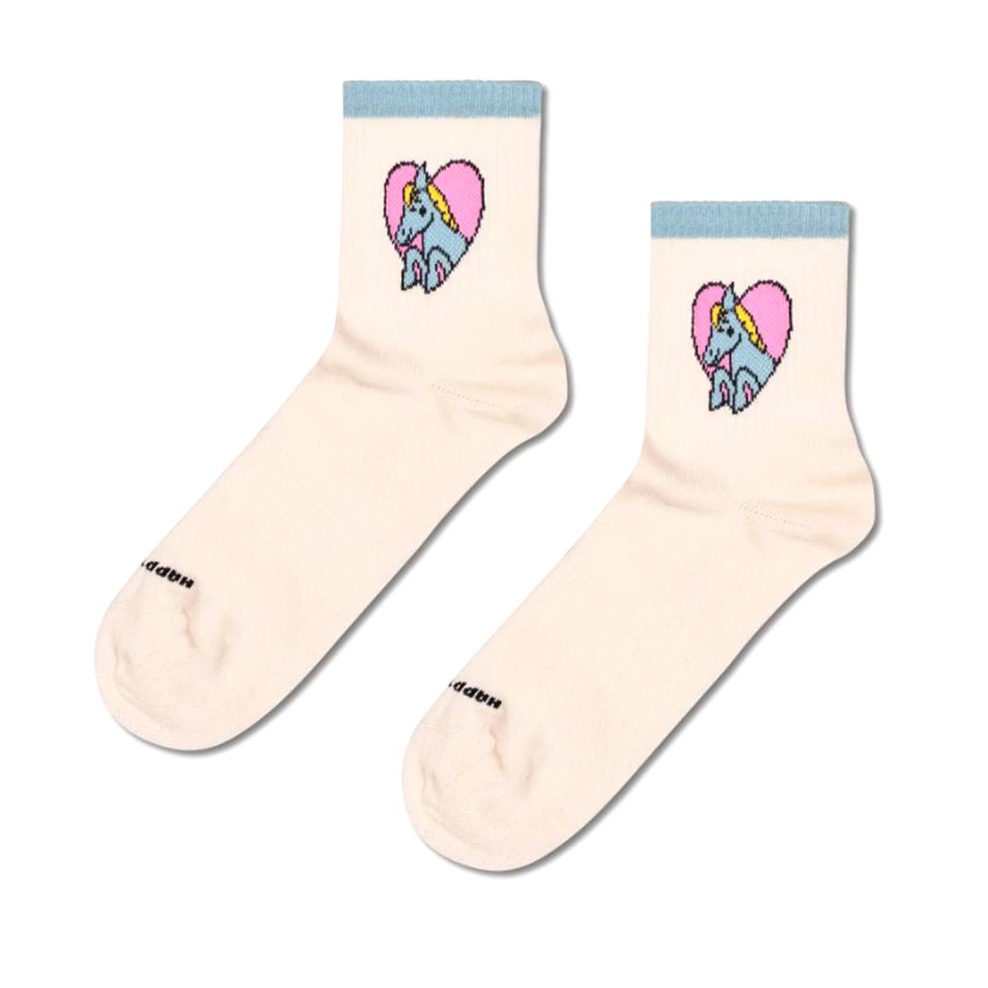 Love Pony Mini Crew Sneaker Sock White - Calzini Bianchi P004774 WHT HAPPY SOCKS 