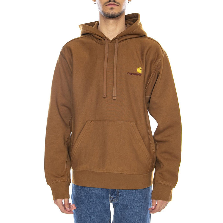 Hooded American Script Sweat Hamilton Brown - Felpa con Cappuccio Uomo Marrone I028279.HZXX . CARHARTT WIP 