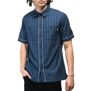 SOHO S/S WOVEN TOP NAVY - Camicia a Maniche Corte Uomo Blu Scuro BU00157-NAVY . HUF 