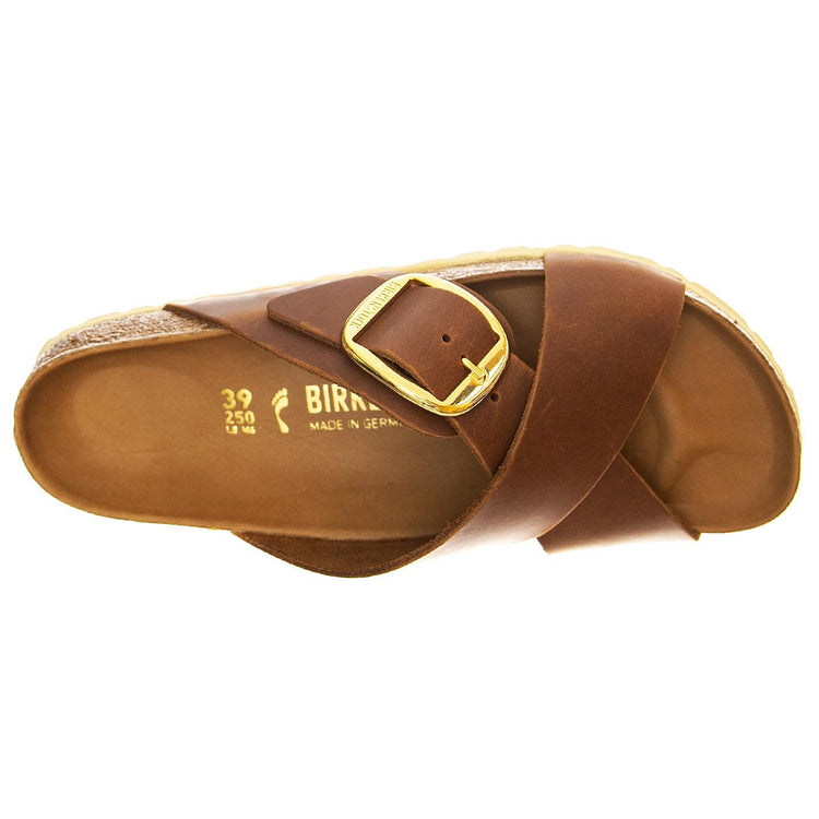 Siena Big Buckle Cognac Oiled Leather - Sandal Donna Marroni 1020165  BIRKENSTOCK 