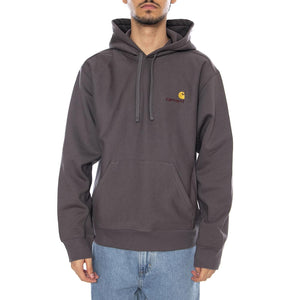 Hooded American Script Sweat Porphyry - Felpa con Cappuccio Uomo Verde I028279.33CXX . CARHARTT WIP 