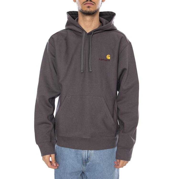 Hooded American Script Sweat Porphyry - Felpa con Cappuccio Uomo Verde I028279.33CXX . CARHARTT WIP 