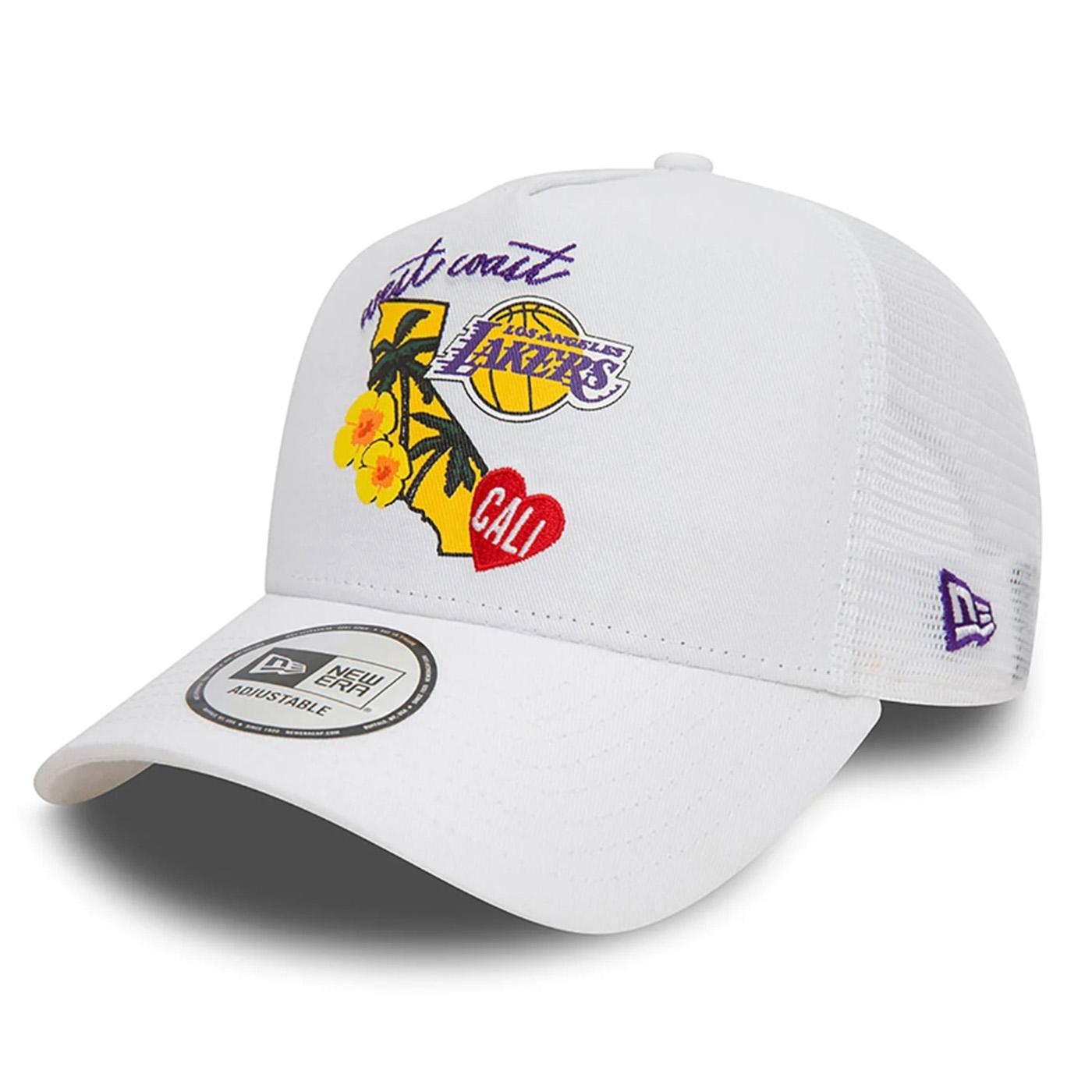 NBA Team Logo Trucker Los Angeles Lakers White - Cappellino con Visiera Bianco 60503446  NEW ERA 
