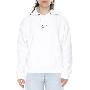 Small Signature Hoodie - White - Felpa con Cappuccio Donna Bianca KRCKKWQ32004WHT  KARL KANI 